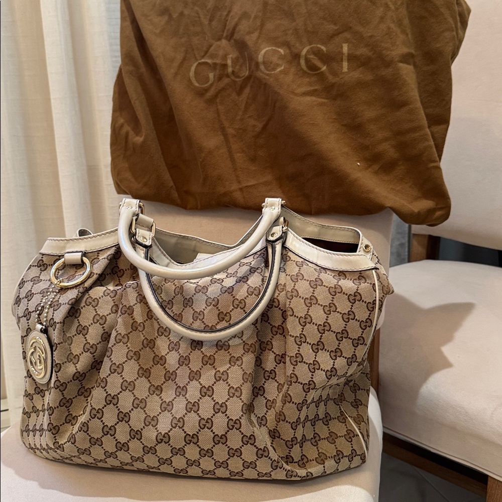 Gucci Beige and Brown Interior Tote